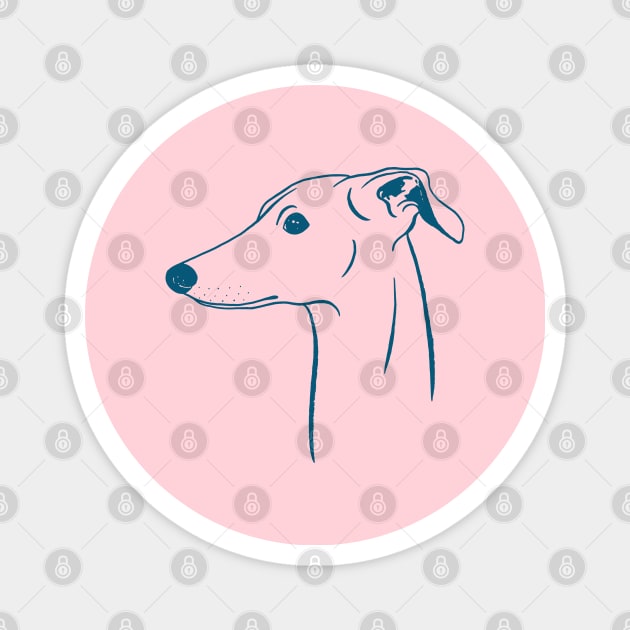 Italian Greyhound (Pink and Blue) Magnet by illucalliart